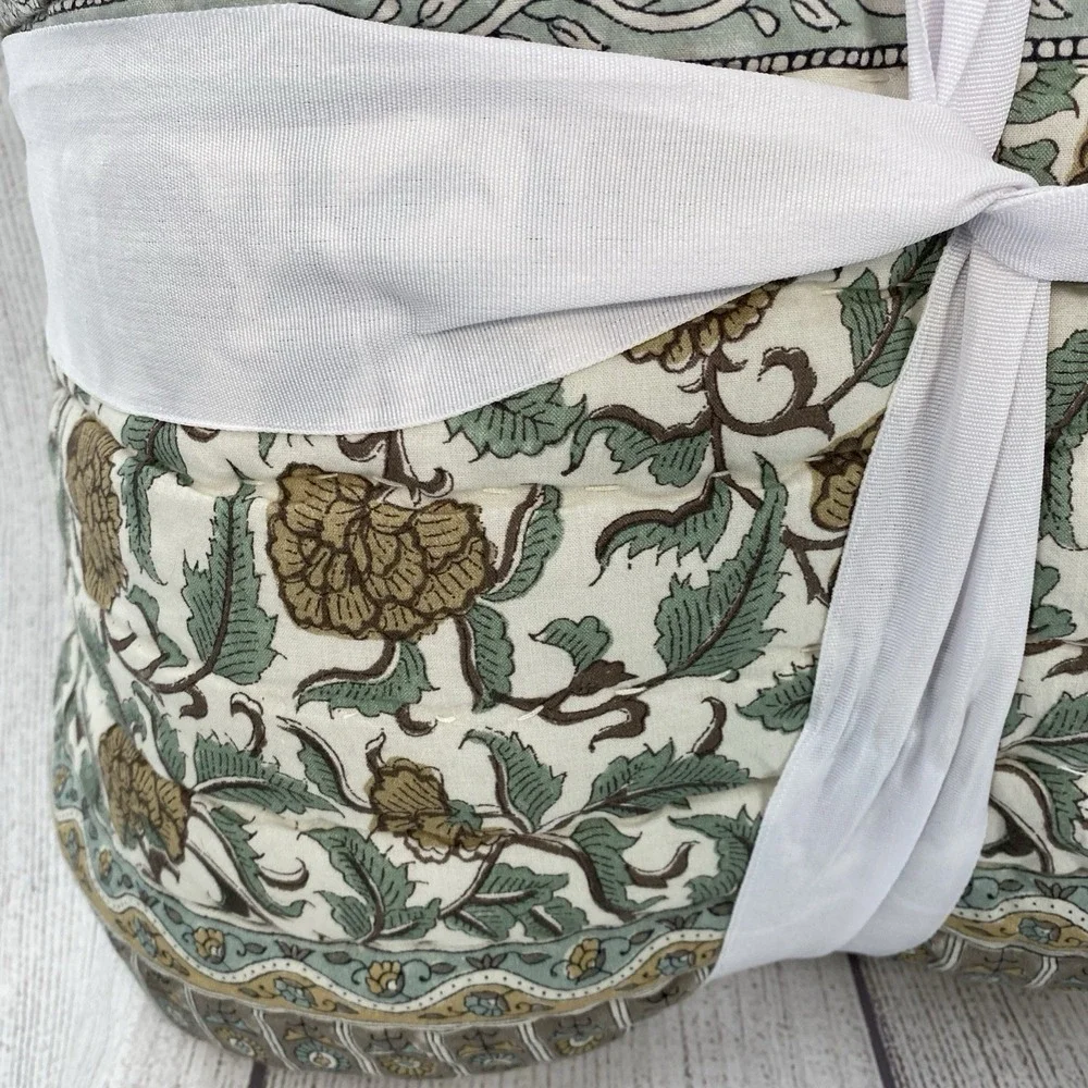 Nicole Miller Artelier Quilt FULL/QUEEN Floral Traditional Block Cotton Boho